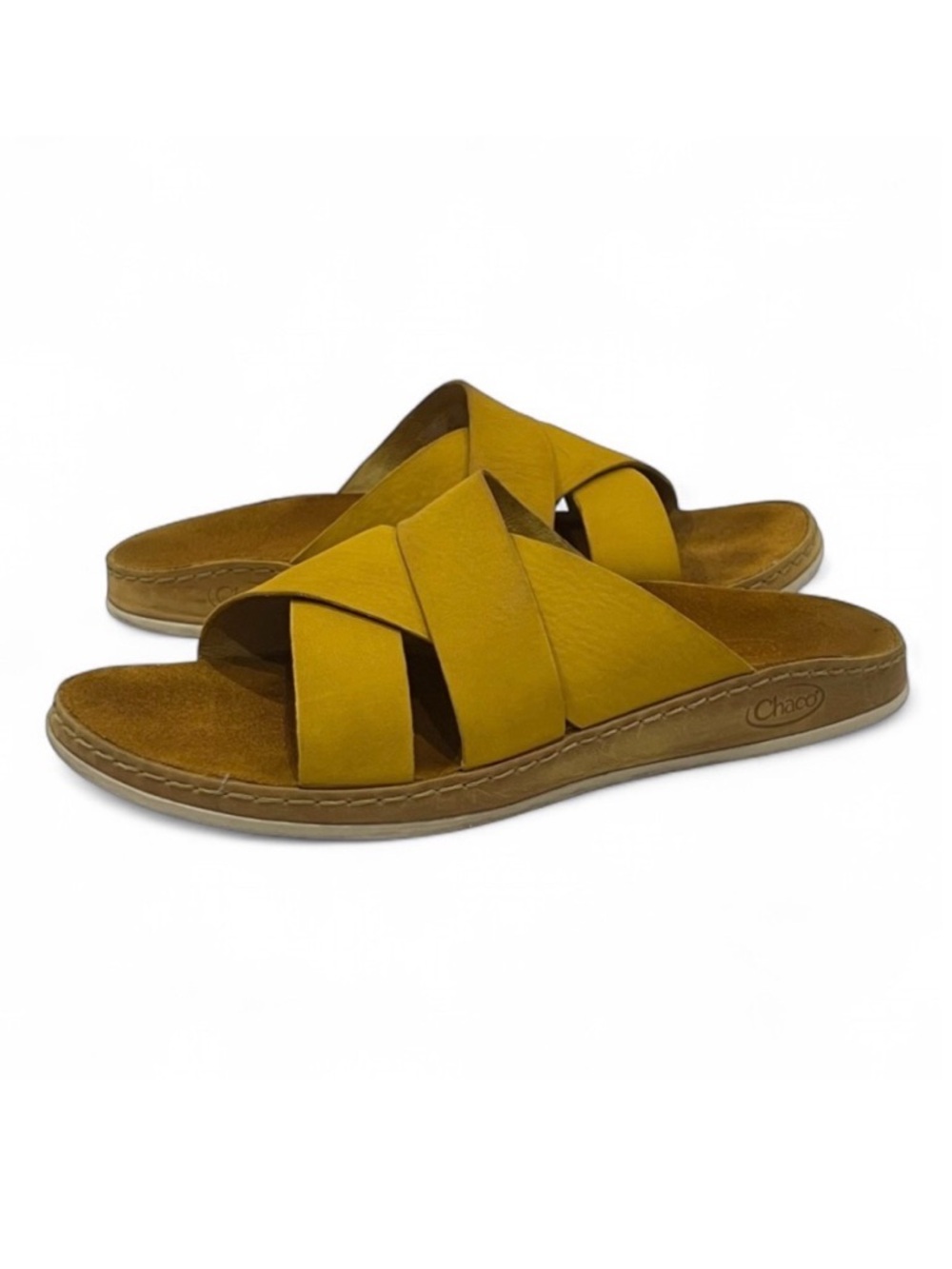 Chaco Ochre Yellow Wayfarer Slide Leather Sandals Size 8